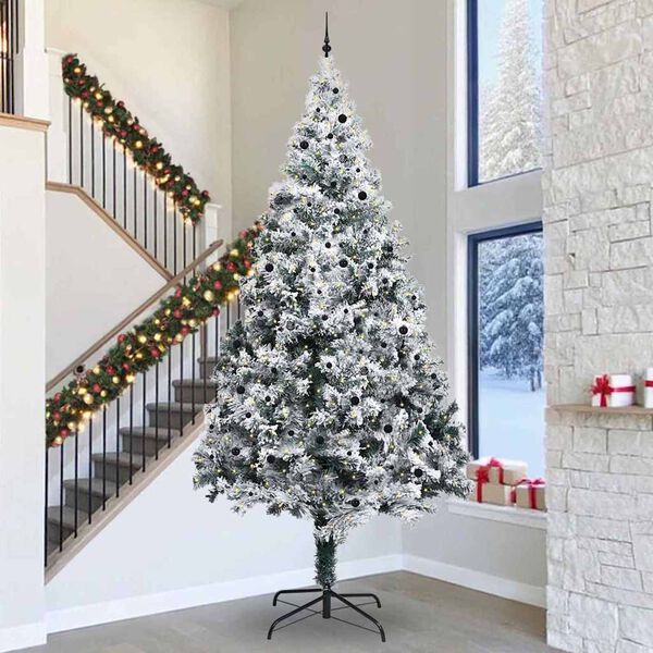 vidaXL Kunst Kerstboom met Verlichting en Ballen Set Groen 400 cm PVC