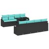 vidaXL Tuin Sofa Set 7 st Zwart en Blauw poly rattan