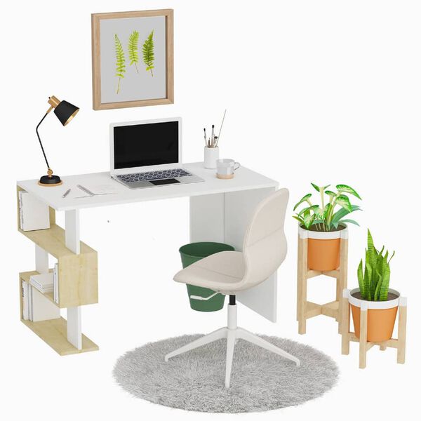 Homemania Computerbureau Patara 120x60x75 cm wit en eikenkleurig