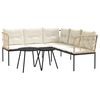 vidaXL Loungeset met kussens staal en textileen zwart