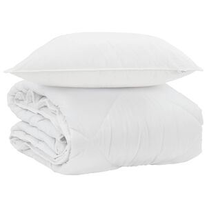 vidaXL Zomer Dekbed met kussen 2 pcs Wit Microvezel