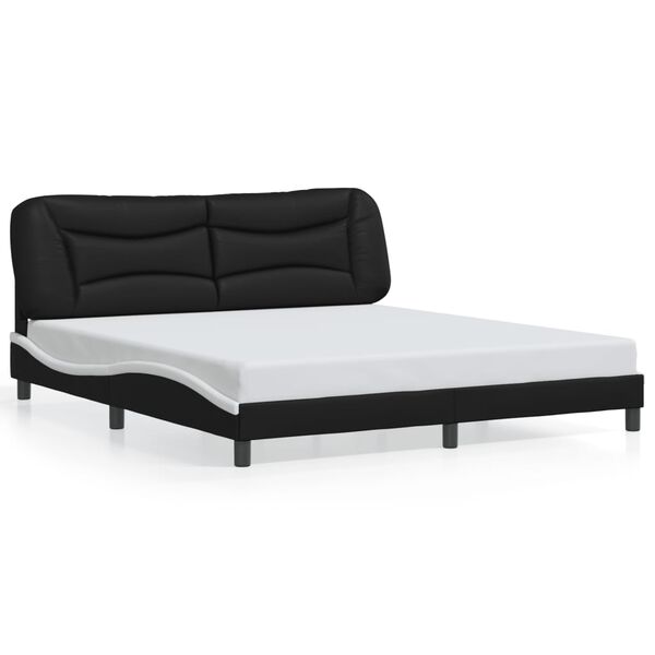 vidaXL Bedframe zonder matras "Hvar" kunstleer zwart en wit 180x200 cm