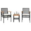 vidaXL 3-delige Bistroset met kussens poly rattan en acaciahout beige