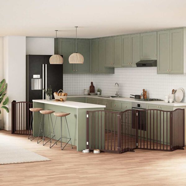 vidaXL Hondenhek inklapbaar 6 panelen 480 cm populierenhout bruin