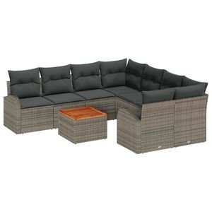vidaXL Tuin Sofa Set 9 pcs Grijs Poly riet