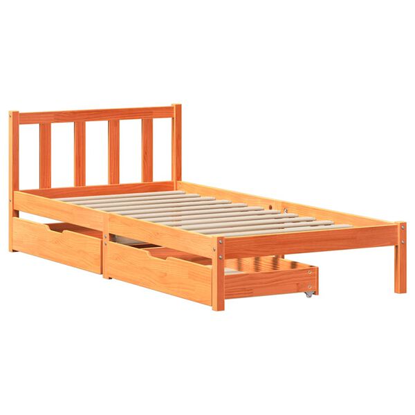 vidaXL Bedframe zonder matras massief grenenhout wasbruin 90x190 cm
