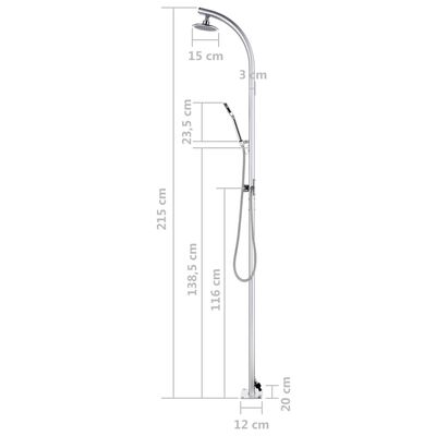 vidaXL Buitendouche met grijze basis 220 cm aluminium