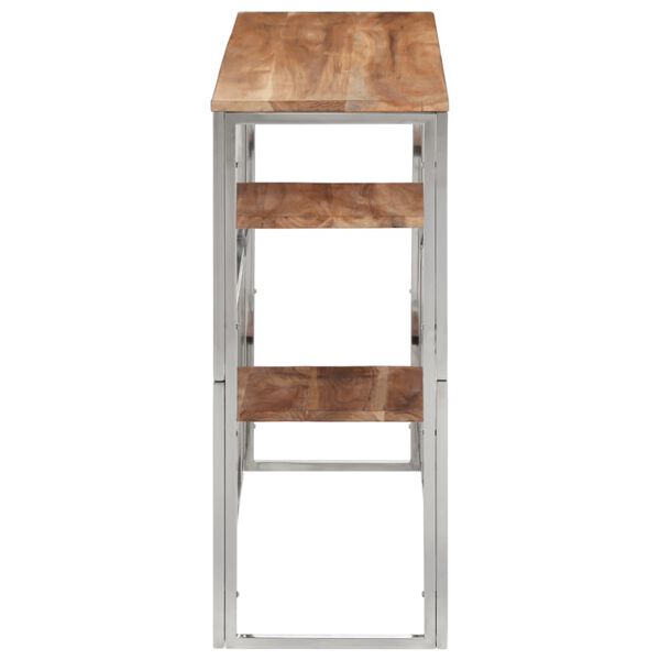 vidaXL Wandtafel roestvrij staal en massief acaciahout zilverkleurig