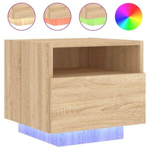 vidaXL Nachtkastje met LED-verlichting 40x39x37 cm sonoma eikenkleurig