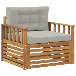 vidaXL Tuinbank Massief Acaciahout en Polyester Naturel en lichtgrijs