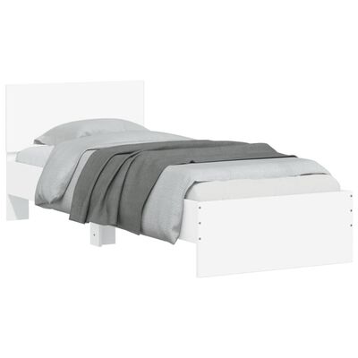 vidaXL Bedframe met hoofdbord en LED-verlichting wit 75x190 cm