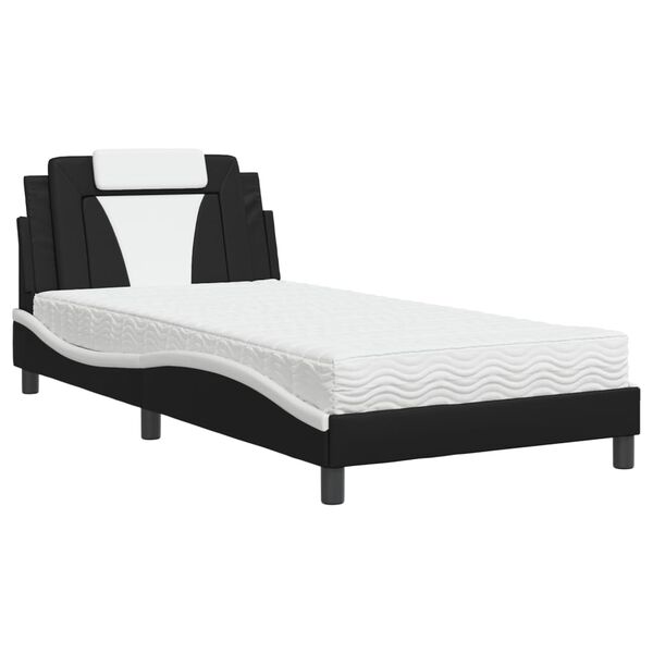 vidaXL Bed "Viana" met matras kunstleer zwart en wit 100x200 cm