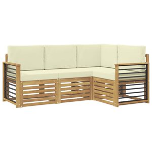 vidaXL Sofa-Sets met kussen 4 pcs Wit en cr&egrave;mekleurig Polyester