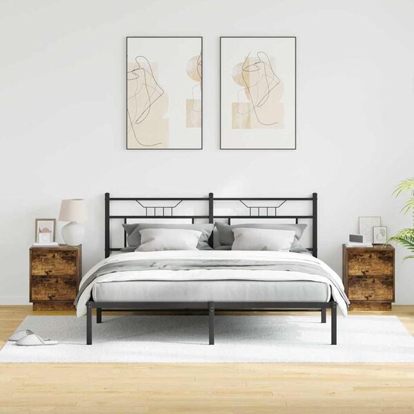 vidaXL Nachtkastje 2 pcs Gerookt eiken 39 x 34,5 x 50 cm Bewerkt hout