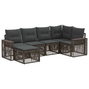 vidaXL Tuinbankenset 6 st Grijs en Donkergrijs poly rattan
