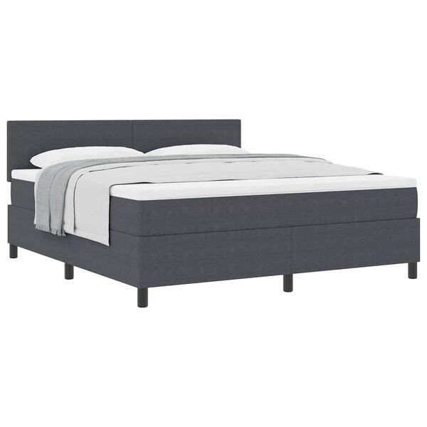 vidaXL Boxspring bed Donkergrijs en Wit 203 x 180 x 88 cm
