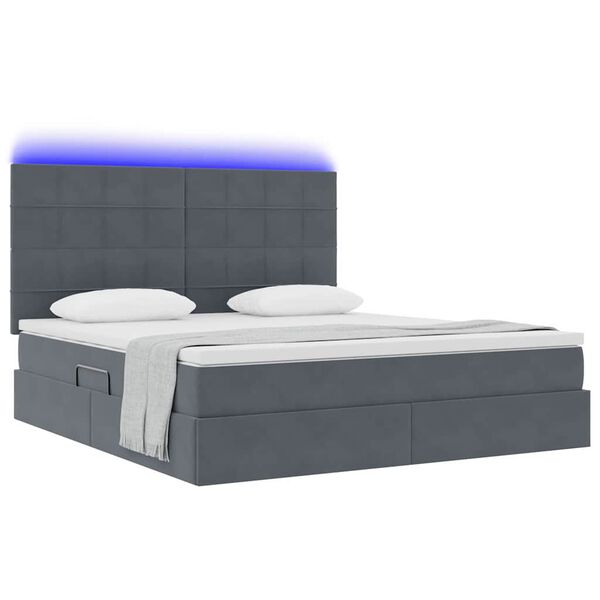 vidaXL Opbergbed met LED met matras Donkergrijs 180 x 200 cm Fluweel