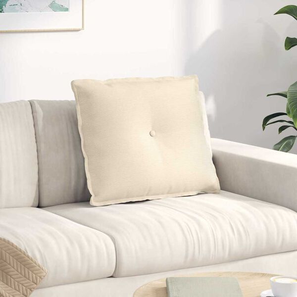 vidaXL Rugkussen Cr&egrave;me 60 x 50 cm Cordstof