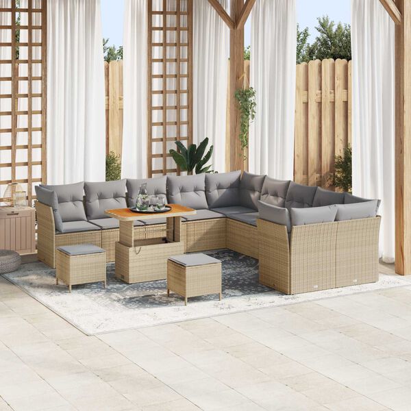 vidaXL Tuin Sofa Set 13 pcs Beige poly rattan