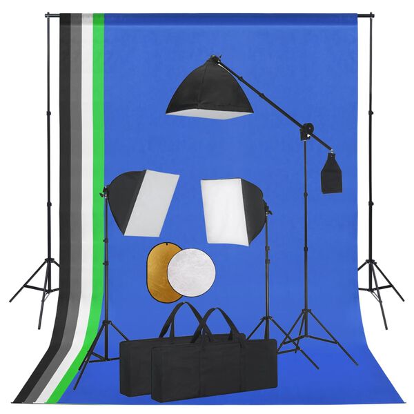 vidaXL Fotostudioset met lampen, achtergrond en reflector