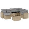 vidaXL 8-delige Loungeset met kussens poly rattan beige