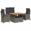 vidaXL 4-delige Tuinset met kussens poly rattan grijs