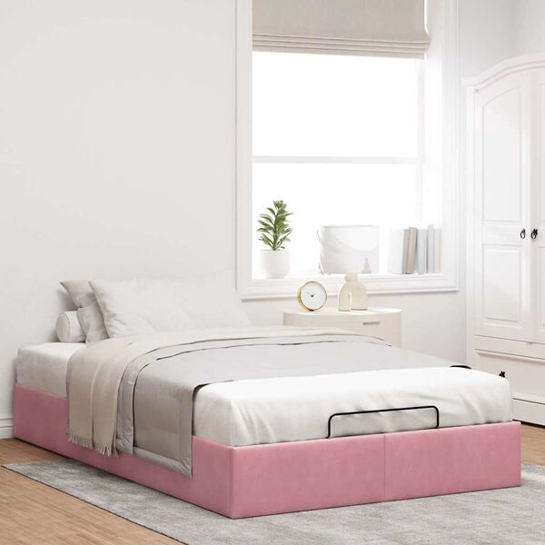 vidaXL Ottoman bedframe zonder matras 120x200 cm fluweel roze