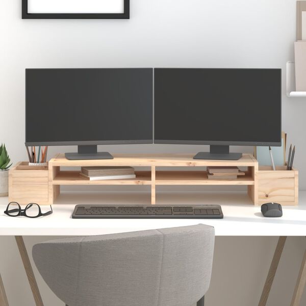 vidaXL Monitorstandaard 100x27,5x15 cm massief grenenhout