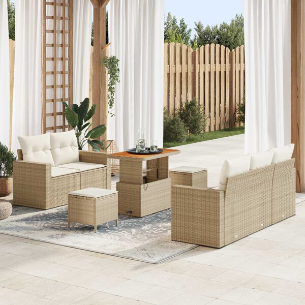 vidaXL Tuin Sofa Set 8 pcs Beige poly rattan