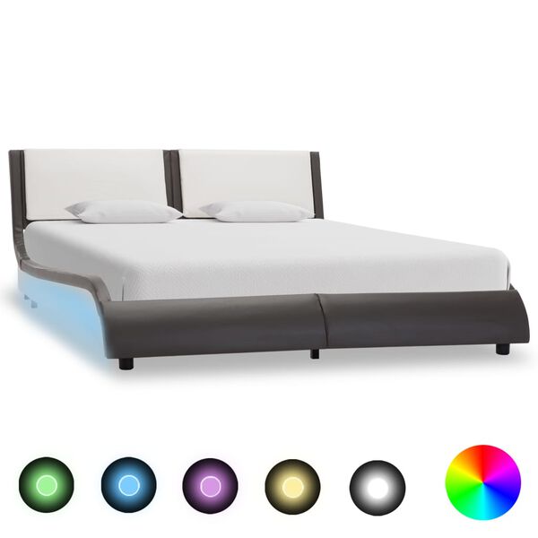 vidaXL Bedframe met LED zonder matras grijs en wit 120x190 cm
