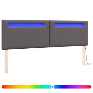 vidaXL LED Hoofdbord Grijs 180 cm Nep Leer