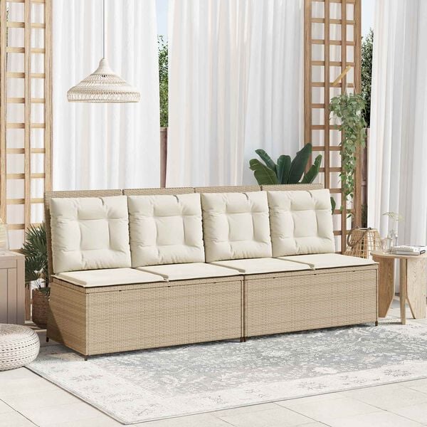 vidaXL Tuinbank Beige poly rattan