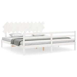 vidaXL Bedframe met hoofdbord massief hout wit 200x200 cm