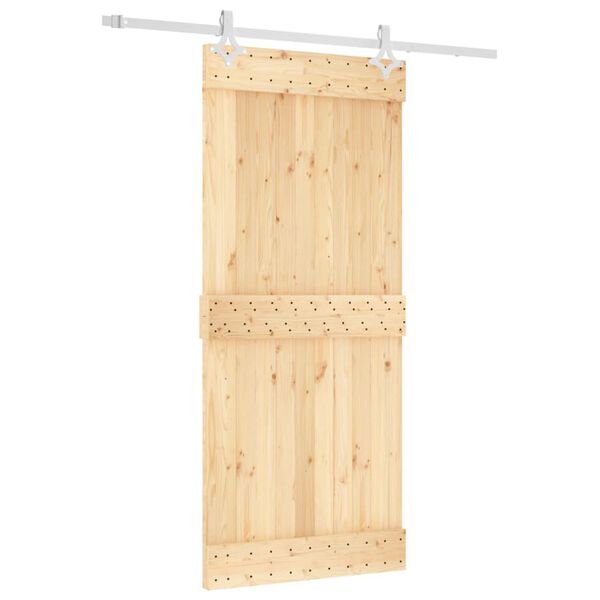 vidaXL Schuifdeur met beslag 90x210 cm massief grenenhout