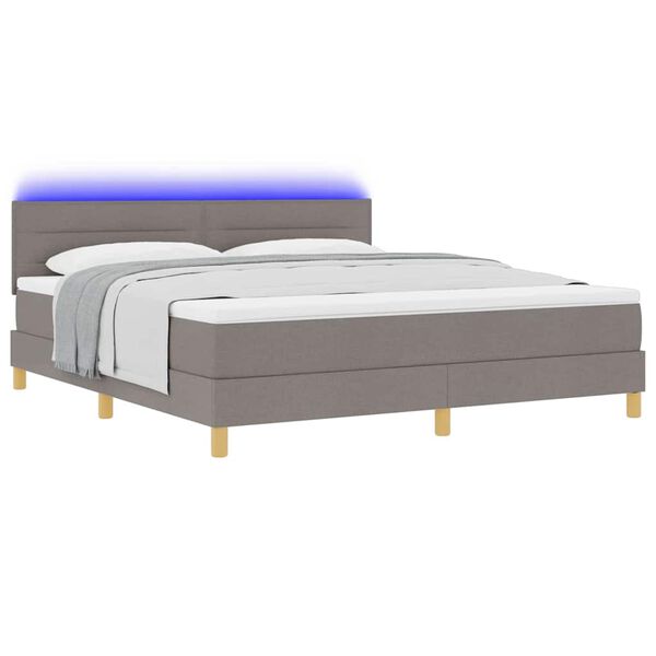 vidaXL LED Box Spring Bed met matras met LED Taupe 180 x 200 cm Stof