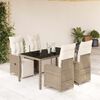 vidaXL 5-delige Bistroset met kussens poly rattan bruin