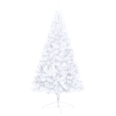 vidaXL Kunstkerstboom met verlichting en kerstballen half 150 cm wit