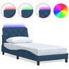 vidaXL Bedframe met LED zonder matras 90x190 cm stof blauw