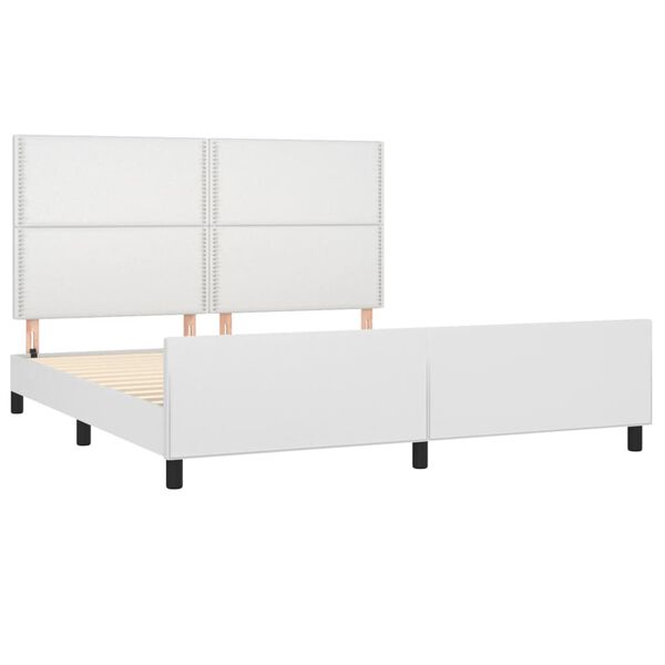 vidaXL Bedframe met hoofdbord kunstleer wit 180x200 cm