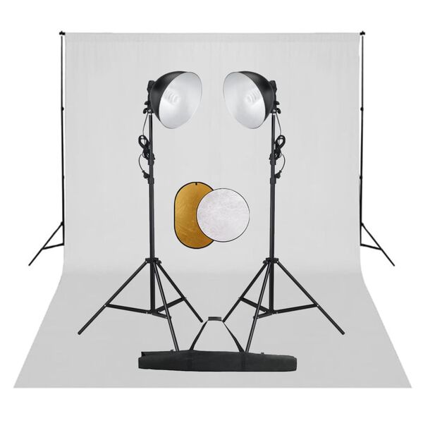 vidaXL Fotostudioset met lampen, achtergrond en reflector