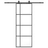 vidaXL Schuifdeur met beslagset 76x205 cm ESG glas zwart