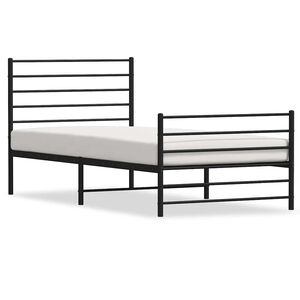 vidaXL Bedframe met hoofd- en voeteneinde metaal zwart 107x203 cm
