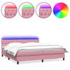 vidaXL Boxspring met matras en LED fluweel roze 200x210 cm
