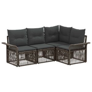 vidaXL Tuinbankenset 4 pcs Grijs poly rattan