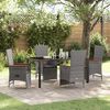 vidaXL Tuin eettafelset met kussen 5 pcs Grijs poly rattan