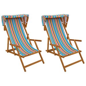 vidaXL Ligstoel 2 pcs 3 Positie massief eucalyptushout Meerkleurig