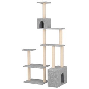 vidaXL Kattenboom met sisal krabpalen Lichtgrijs 177,5 cm
