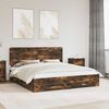 vidaXL Bedframe met hoofdeinde Gerookt eiken 200 x 200 cm Bewerkt hout
