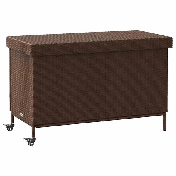 vidaXL Tuinbox met wielen 110x55x73 cm poly rattan bruin