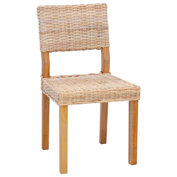 vidaXL Eetkamerstoel 2 pcs Naturel 46 x 55 x 84 cm Kubu Rattan